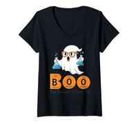 Womens Boo The Element of Surprise Funny Chemistry Halloween V-Neck T-Shirt