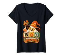 Women's Boo The Element of Surprise Halloween Chemist V-Neck T-Shirt