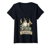 Women's Boo The Element of Surprise Halloween Chemist V-Neck T-Shirt
