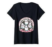 Womens Boo-Tiful Nurses Halloween Cute Ghosts Design for Nurse V-Neck T-Shirt