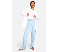 Womens Boohoo Basics High Waisted Split Hem Straight Leg Jeans - Blue - 16/32L, Blue