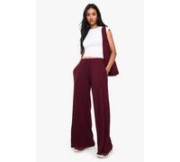 Womens Boohoo Basics Rib Straight Leg Trouser - Red - 16, Red