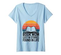 Women's Book Dad Lost in Stories Found in Life Reader V-Neck T-Shirt