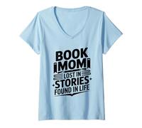 Women's Book Dad Lost in Stories Found in Life Reader V-Neck T-Shirt