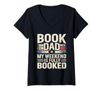 Women's Book Dad My Weekend is Fully Booked Reader V-Neck T-Shirt