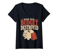 Women's Book Fair Financially Victimized Librarian Gift V-Neck T-Shirt