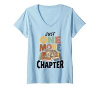 Women's Book Lover Cat Reading Cozy Library Relaxation Chapter V-Neck T-Shirt
