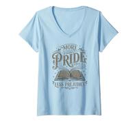 Women's Book Lover Equality LGBT More Pride Less Prejudice Diversity V-Neck T-Shirt