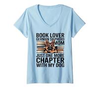 Women's Book Lover German Shepherd Mom Chapter with My Dog V-Neck T-Shirt