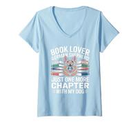Women's Book Lover German Shepherd Mom Chapter with My Dog V-Neck T-Shirt