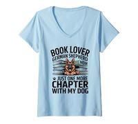 Women's Book Lover German Shepherd Mom Chapter with My Dog V-Neck T-Shirt