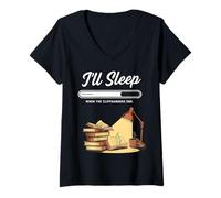 Womens Book Lover I'll Sleep When Cliffhangers End Book Reading V-Neck T-Shirt