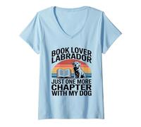 Women's Book Lover Labrador Just One More Chapter with My Dog V-Neck T-Shirt