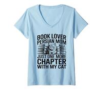 Women's Book Lover Persian Mom Just One More Chapter with My Cat V-Neck T-Shirt