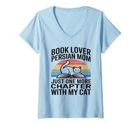 Women's Book Lover Persian Mom Just One More Chapter with My Cat V-Neck T-Shirt