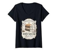 Women's Book Lover Reading Club Introvert Bibliophile Reader V-Neck T-Shirt