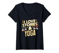 Womens Book Lover Yoga Humor for Readers Who Love Stories V-Neck T-Shirt