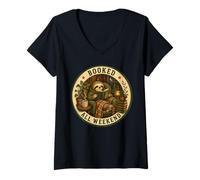 Women's Booked All Weekend Reading Sloth Book Lover Cozy V-Neck T-Shirt