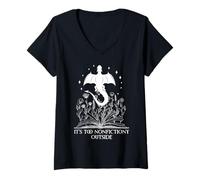 Womens Bookish Dragon Book Club Reading Its Too Nonfictiony Outside V-Neck T-Shirt