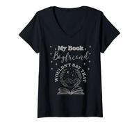 Womens Bookish Merch Spicy Book Boyfriend Would Never Say That V-Neck T-Shirt