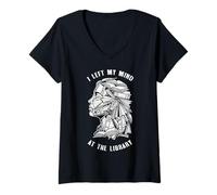Womens Bookish Woman Left My Mind at The Library Book Reader Girl V-Neck T-Shirt