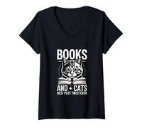 Womens Books and Cats Best Plot Twist Ever V-Neck T-Shirt