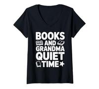 Women's Books and Grandma Quiet Time Reading Nana V-Neck T-Shirt