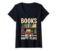 Women's Books Are My Happy Place V-Neck T-Shirt