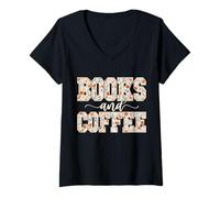 Women's Books & Coffee Floral V-Neck T-Shirt