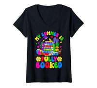 Womens Books - My Summer Is Fully Booked V-Neck T-Shirt