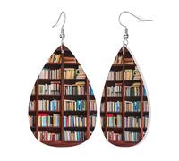 Womens books Print Leather Earrings Teardrop Dangle Earrings Jewelry Outfits Accessories