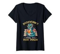 Womens Bookworm I'm A Book Dragon Reading Books Bookish Book Lover V-Neck T-Shirt