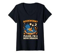 Women's Bookworm Please I am a Book Dragon for the Library Lover V-Neck T-Shirt