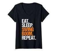 Women's Boom Truck Driver Eat Sleep Routine V-Neck T-Shirt