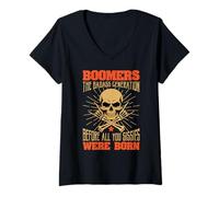 Womens Boomers Badass Generation Before Sissies were Born Cool V-Neck T-Shirt