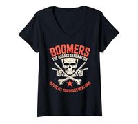 Womens Boomers The Badass Generation Before Sissies Were Born Skull V-Neck T-Shirt