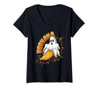 Womens Boonana Banana Ghost Spooky Halloween Funny Banana V-Neck T-Shirt