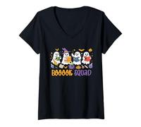 Womens Booook Squad Halloween Group Boos Reading Books Bookworm V-Neck T-Shirt