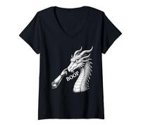 Women's Boop - Dragon Lover Fantasy Humor Mythical Creature V-Neck T-Shirt