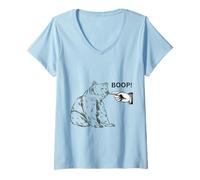 Women's Boop the Angry Bear Design for Animal Lovers and Fun V-Neck T-Shirt