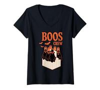 Womens Boos Crew Halloween Ghostly Gathering V-Neck T-Shirt