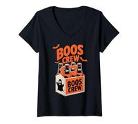 Womens Boos Crew Halloween Ghostly Gathering V-Neck T-Shirt