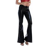 Women's Bootcut Flare Sequin Pants Sparkly Elasticated High Waisted Leg Bell Bottom Glitter Trousers Shiny Metallic Palazzo Leggings 70s Disco Wide Leg Pant Party Dance Night Out Clubwear Black