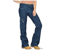 Womens Bootcut Flared Denim Pants Mid-Waist Stretch Washed Distressed Casual Boyfriend Work Jeans Multi-Pocket Classic Basic Heavy Duty Durable Workwear Bottoms