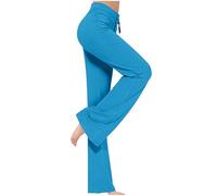 Womens Bootcut Yoga Pants Buttery Soft High Waist Flared Leggings Drawstring Elastic Waistband Casual Trousers Wide Leg Bottom Bootleg Tummy Control Gym Pants for Workout