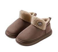 Women's Bootie Slippers Warm Faux Fur Outdoor Indoor Closed-back House Shoes Soft Comfy Memory Foam Non-slip Home Shoes with Fluffy Collar Fuzzy Plush Fleece Lined Slippers Thermal Snow Bootie