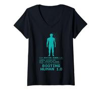 Womens Booting Human 1.0 Loading Error V-Neck T-Shirt