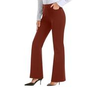 Womens Bootleg Work Trousers Ladies High Waisted Work Office Business Pants with Pockets Plain Casual Bootcut Bottoms Smart Tailored Finely Flare Trousers