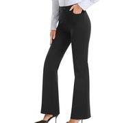 Womens Bootleg Work Trousers Ladies High Waisted Work Office Business Pants with Pockets Plain Casual Bootcut Bottoms Smart Tailored Finely Flare Trousers