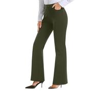 Womens Bootleg Work Trousers Ladies High Waisted Work Office Business Pants with Pockets Plain Casual Bootcut Bottoms Smart Tailored Finely Flare Trousers